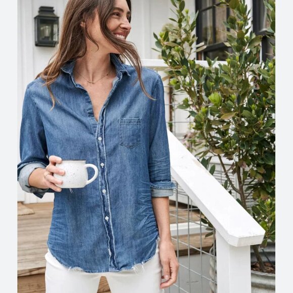 Frank&Eileen Eileen Button-Up Shirt Famous Denim Size: L Stonewashed Indigo - Picture 2 of 16